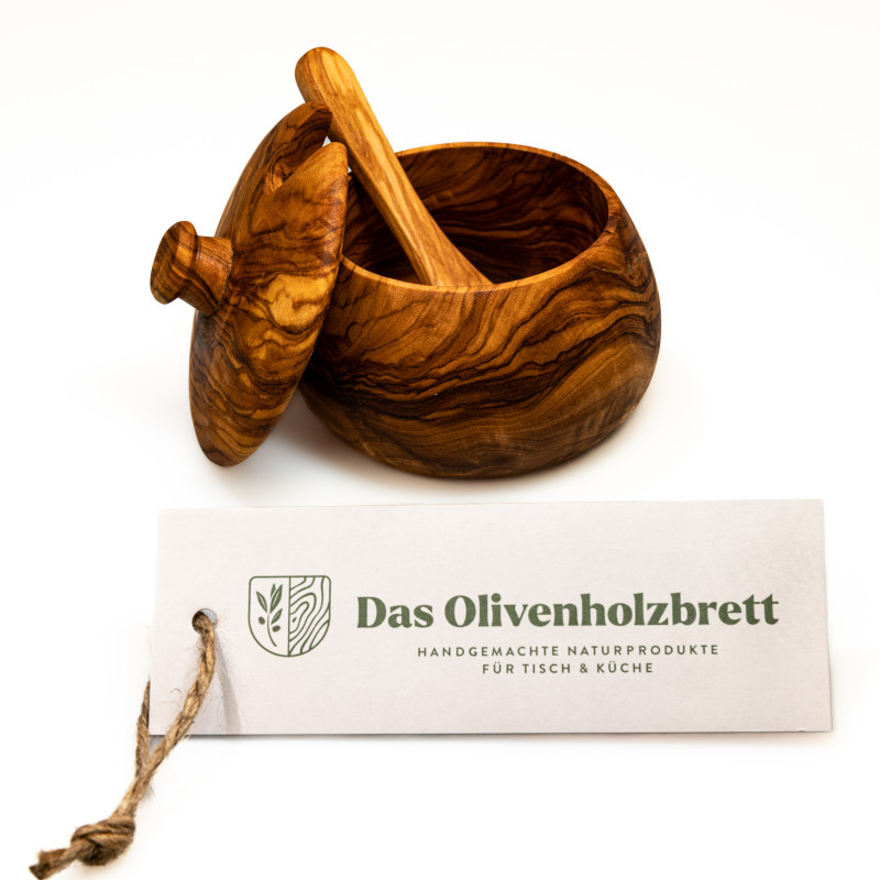 Zuckerdose aus Olivenholz. Salzdose