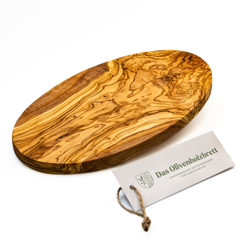 Frühstücksbrett, Schneidebrett aus Olivenholz, oval