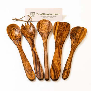 D.O.M. Kochlöffelständer Aus Olivenholz Mit Kochlöffel - Naturholz Küchenaccessoire