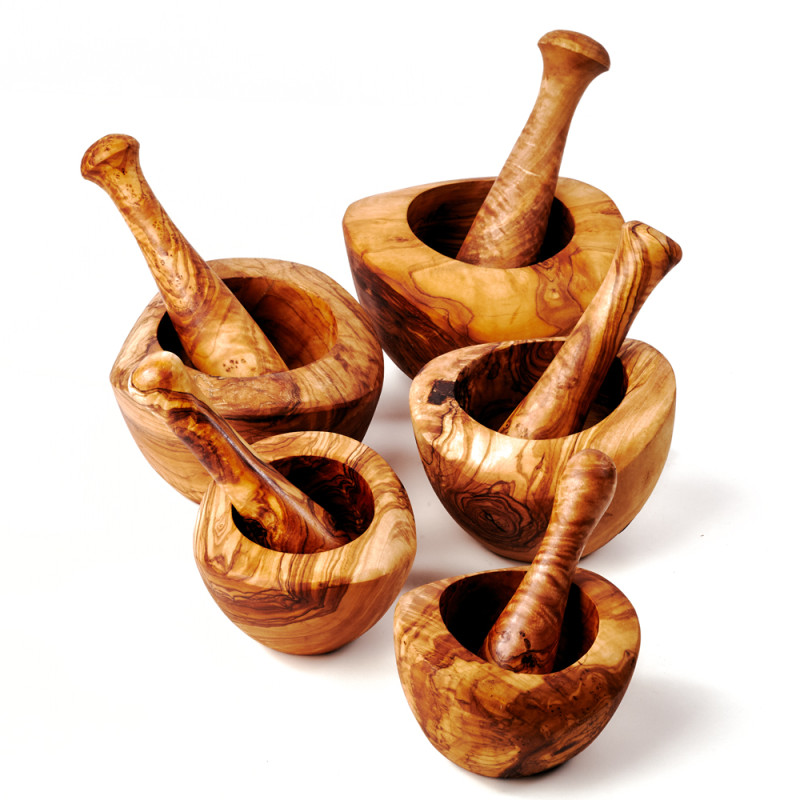 Mörser Set aus Olivenholz in 5 verschiedenen Größen Mörser Set aus Olivenholz in 5 verschiedenen Größen